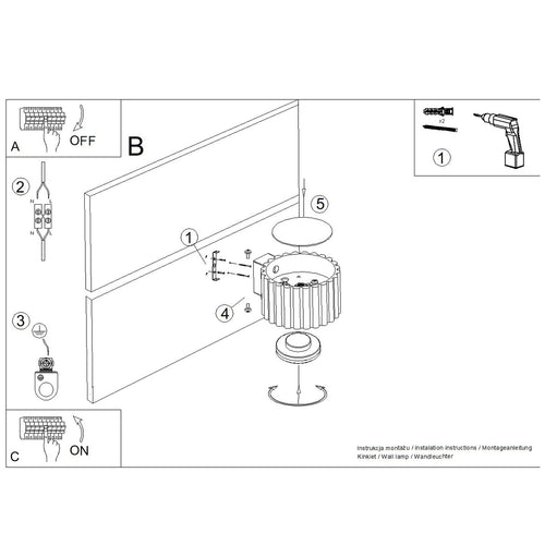 Sollux Lighting Wandlamp AURA zwart Gx53 - 10x12x6cm