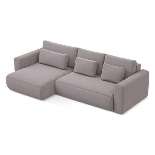 LaMiaSofa hoekbank links Perugia - velours - lavendel - 278x149x82