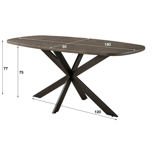 Giga Living Eettafel Bronvik - Deens Ovaal Brons Metaal - 180cm