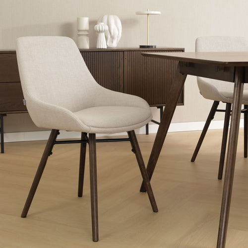 Nolon Nena-Isa Eetkamerstoelen Set van 4 - Beige - Walnoot - vtwonen shop