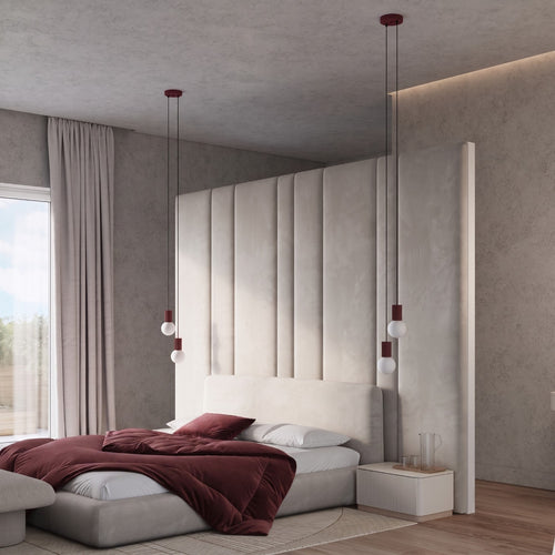 Sollux Lighting Hanglamp HALO 2P bordeaux - 15x15x120cm