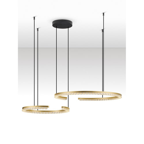 Nova Luce GREAMY Geïntegreerde LED-pendellamp, goudkleurig, Triac dimbaar, 49W, 3668lm, 3000K