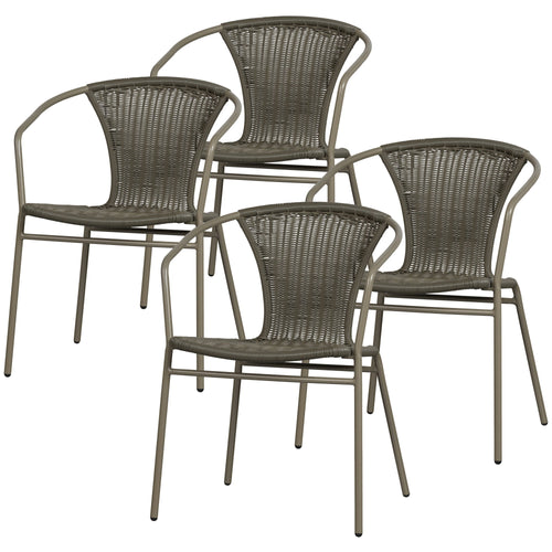 WOOOD stoel outdoor Weston - Rattan/Metaal - Jungle - Set van 4 - vtwonen shop