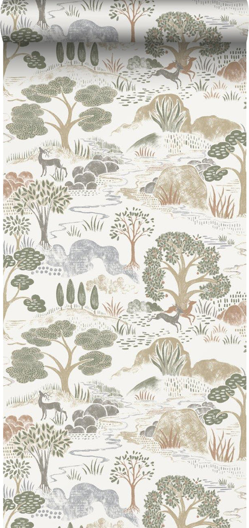 Borastapeter behang bosrijk landschap groen - 53 cm x 10.05 m - 660859 - vtwonen shop