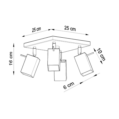 Sollux Lighting Plafondlamp MERIDA 4 grijs - 25x25x16cm