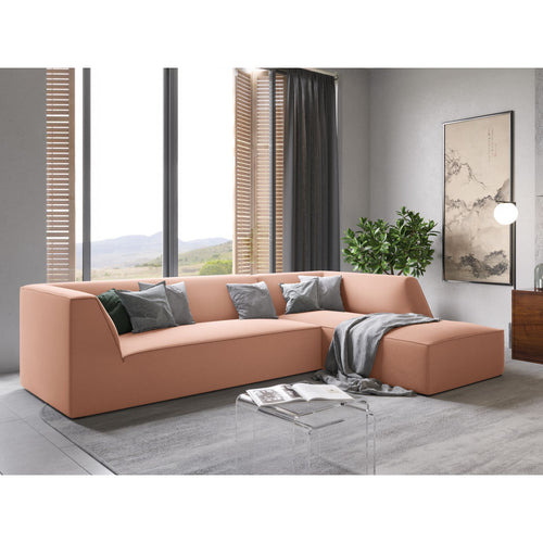 Cosmopolitan Design - Modulaire hoekbank rechts Siena 4-zits, flueel roze - 180x273x69cm