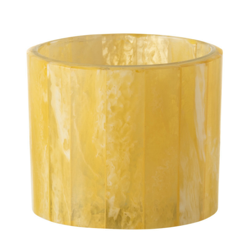 J-Line theelichthouder Lijnen - glas - geel - small - 3 stuks