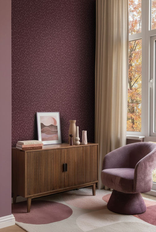 ESTAhome behang panterprint donker paars - 50 x 900 cm - 132205
