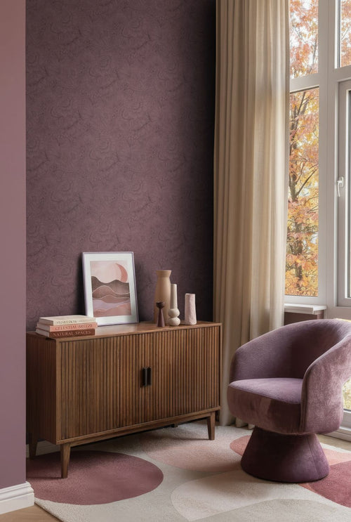 ESTAhome behang bloemmotief mauve paars - 0.53 x 10.05 m - 131856