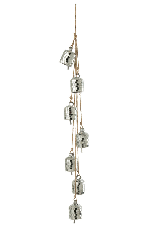 J-Line hanger 7 Bellen Spiegels - ijzer - zilver