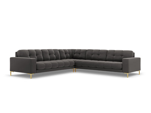 Cosmopolitan Design Symmetrische hoekbank Bali 6-zits, flueel, donkergrijs - 256x256x75cm