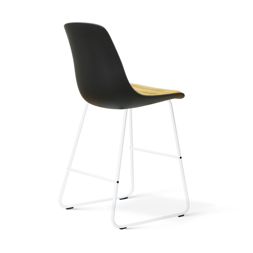 Nolon Nino-Liv barkruk zwart met warm oker zitkussen - wit onderstel - 65 cm - vtwonen shop