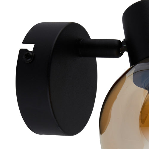 Lighto - Art deco spot zwart met goud glas - Juna
