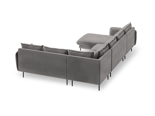 Cosmopolitan Design Panoramische hoekbank rechts Vienna 7-zits, flueel, lichtgrijs - 235x330x95cm