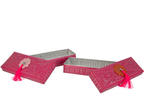 J-Line doos Kurt - metaal - roze - 2 stuks - vtwonen shop