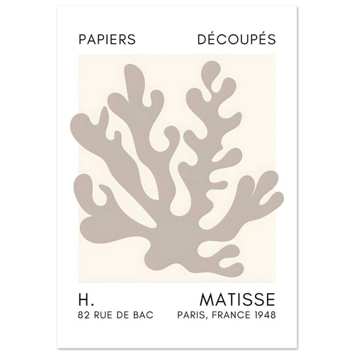 Artfulprints Poster met Lijst Matisse – Saltflower shapes grey   - A4 21x29.7 cm - Grijs