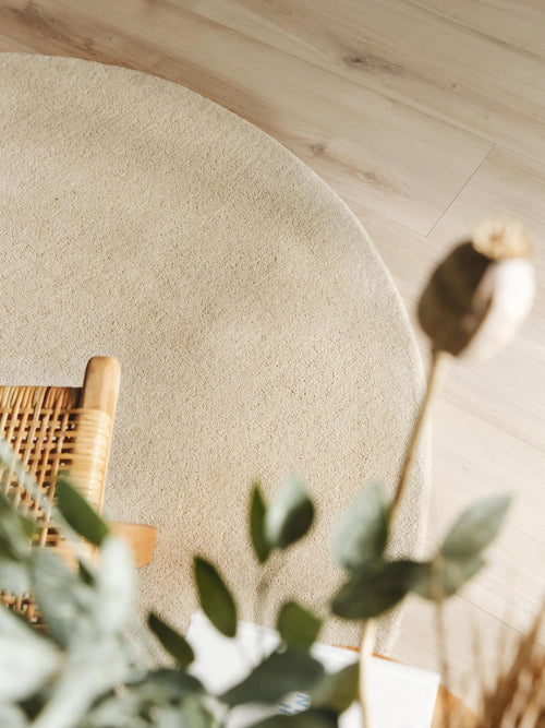 benuta wollen vloerkleed Bent - crème - ø 150 cm