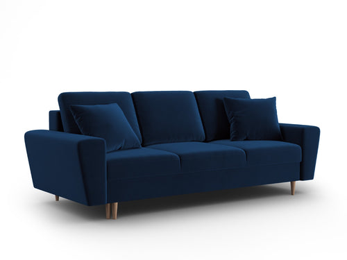 Cosmopolitan Design Slaapbank met opbergdoos Kyoto 3-zits, flueel koningsblauw - 100x235x88cm