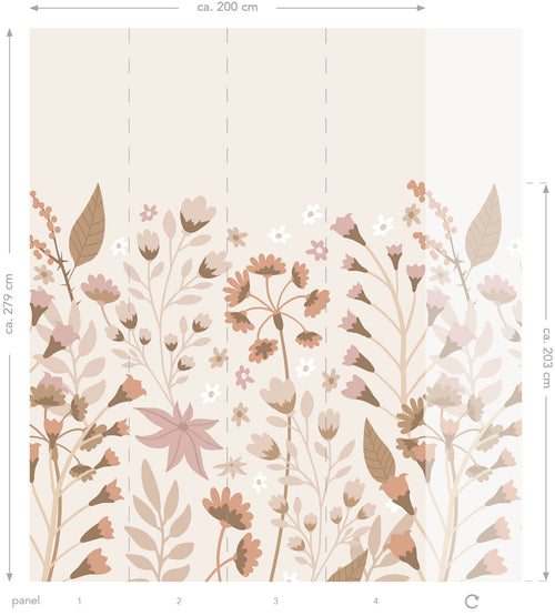 ESTAhome fotobehang bloemen beige, terracotta en roze - 2 x 2.79 m - 159410 - vtwonen shop