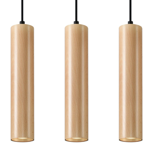 Sollux Lighting Hanglamp LINO 3 hout - 45x6x90cm