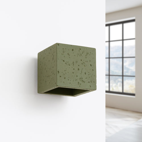 Sollux Lighting Wandlamp QUAD beton olijfgroen - 10x12x10cm