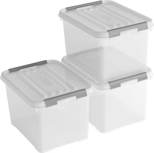 Curver Handy+ Opbergbox - 20L - 3 stuks - Transparant met deksel - vtwonen shop