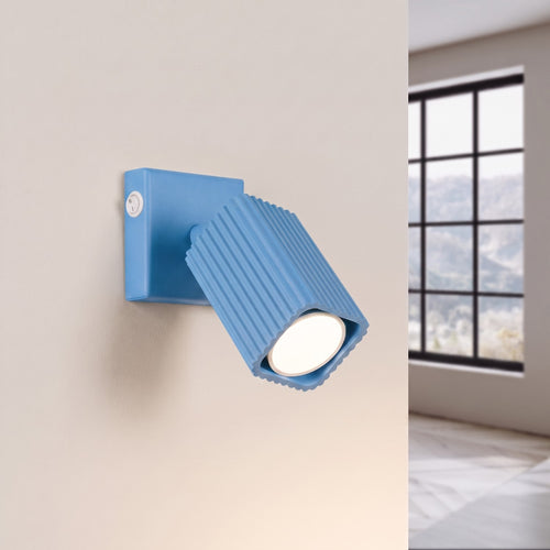 Sollux Lighting Wandlamp RAYO azuurblauw met schakelaar - 8x16x16cm