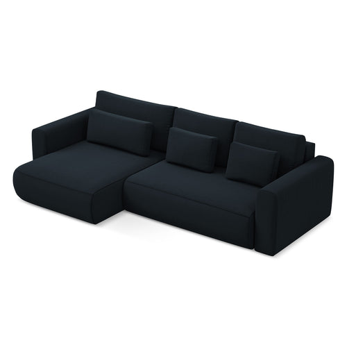 LaMiaSofa hoekbank links Perugia - velours - koningsblauw - 278x149x82