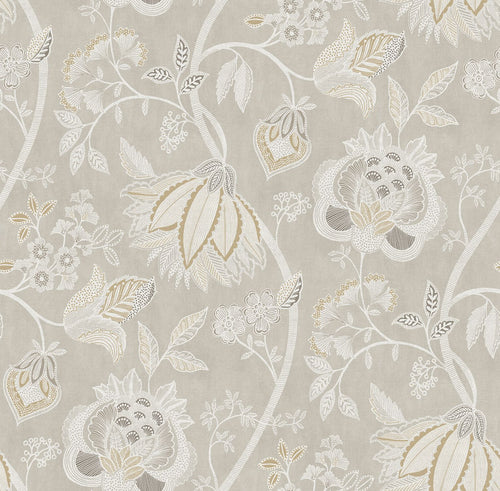 Sanders & Sanders behang bloemen lichtgrijs en beige - 53 cm x 10 m - 641009