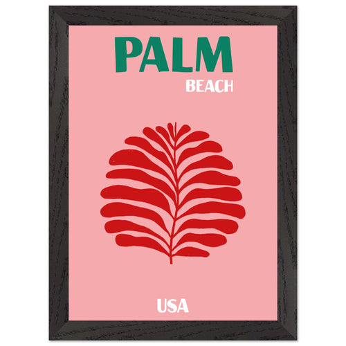 Artfulprints Poster met Lijst USA - Palm Beach   - A4 21x29.7 cm - Roze