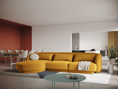 Cosmopolitan Design linker hoekbank Tulum 4-zits, flueel, geel - 156x255x70cm