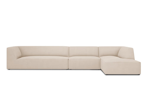 Micadoni rechter hoekbank Ruby 5-zits, structurele stof, beige - 180x366x69cm