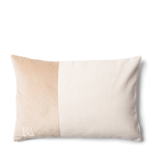 Rivièra Maison Monogram Milan Pillow Cover 65x45 - Polyester - Flax / Wit - vtwonen shop