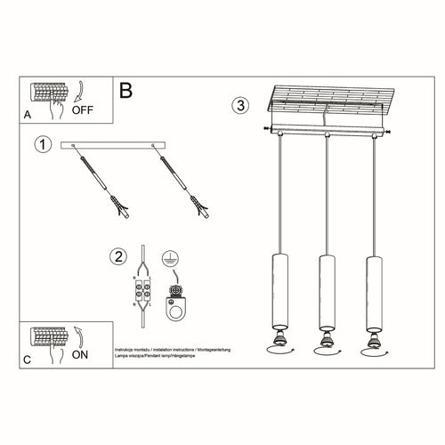 Sollux Lighting Hanglamp LINO 3 hout - 45x6x90cm