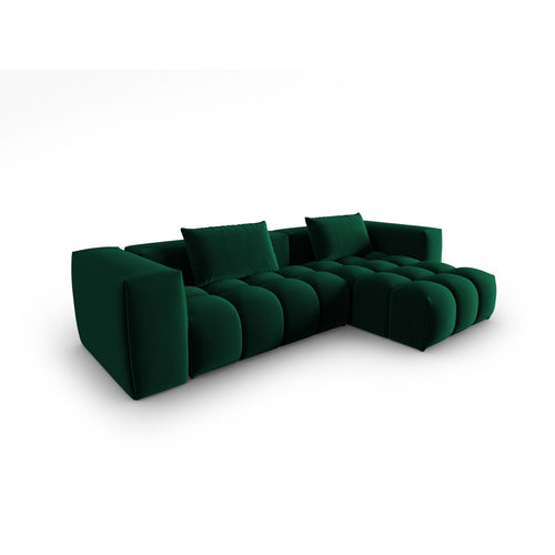 Cosmopolitan Design - Modulaire hoekbank rechts Verona 3-zits, flueel flessengroen - 145x260x70cm