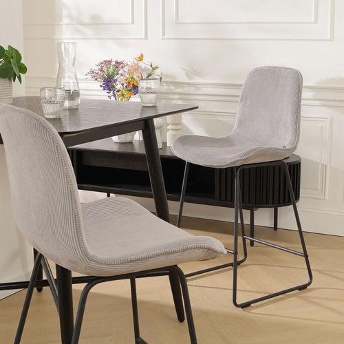 Nolon Nino-Fé Barkruk Ribstof Warm Grijs - Zwart Onderstel - 65 cm