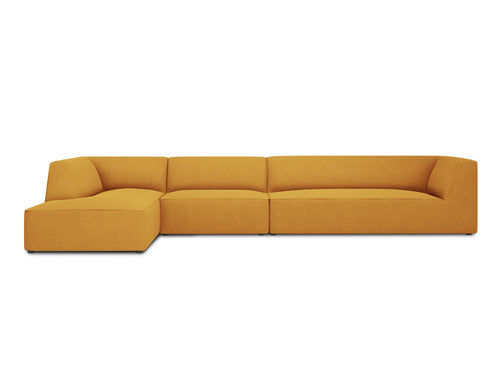 Micadoni linker hoekbank Ruby 5-zits, structurele stof, geel - 180x366x69cm