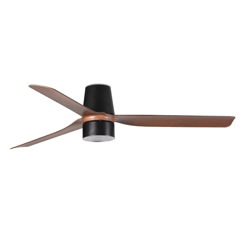 Faro Punt Punt Tub 132cm TEK LED plafondventilator matzwart, walnootkleurige bladen 3000K