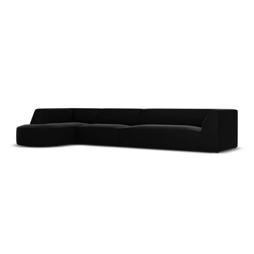 Cosmopolitan Design - Modulaire hoekbank links Siena 5-zits, flueel zwart - 180x366x69cm