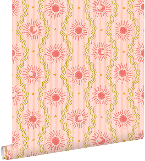 ESTAhome behang retro ornamenten roze, rood en groen - 50 x 900 cm - 131713