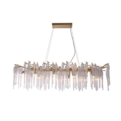 Searchlight Heritage 10-lichts dinerbar plafondhanger, goudkleurig metaal en helder glas