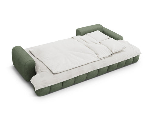 Cosmopolitan Design Converteerbare hoekbank rechts met opbergdoos Linz 3-zits, structurele stof donker olijfgroen - 142x275x84cm
