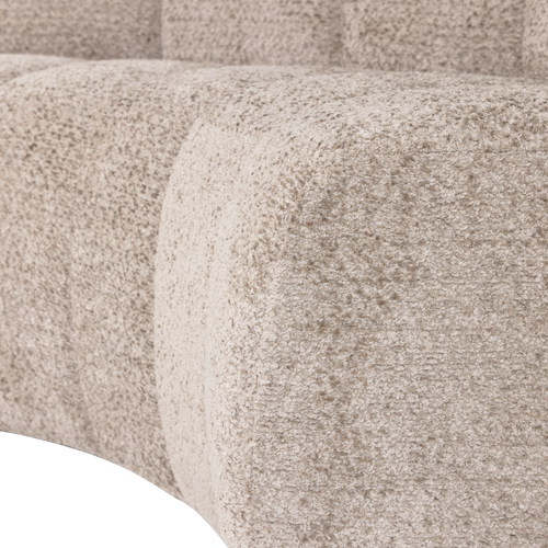 WOOOD eetbank halfronde hoek rugleuning Mojo - Wollig - Donkerzand - 83x152x74