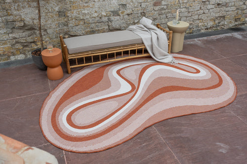 Interieur05 Organisch gevormd buitenkleed Loop Stone Roest - 200 x 290 cm
