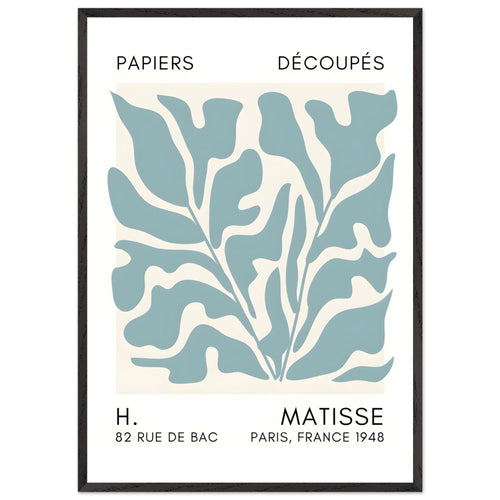 Artfulprints Poster met Lijst Matisse – Seabed shapes turquoise   - 70x100 cm - Turquoise