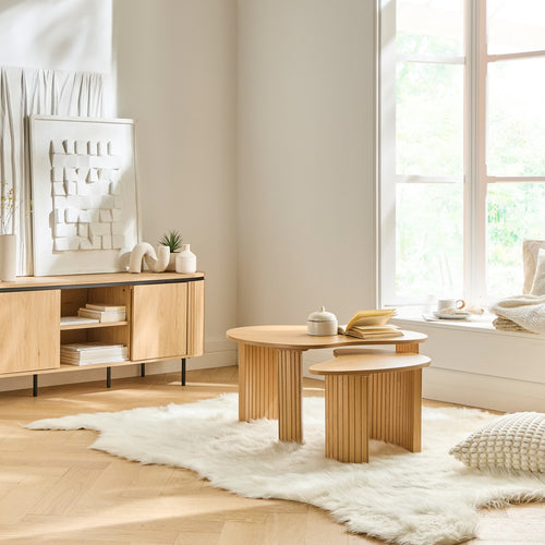 Calicosy - THEA Set van 2 salontafels - Licht hout - 60x80x40 cm