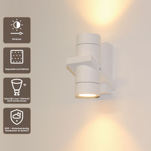 Artdelight wandlamp Double - 2 lichts - 11.7  x 16.2   cm - wit