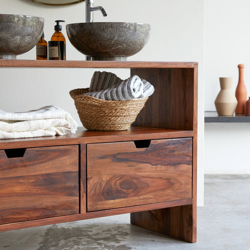 Tikamoon Massief palissander badmeubel 110 cm - Bruin - vtwonen shop