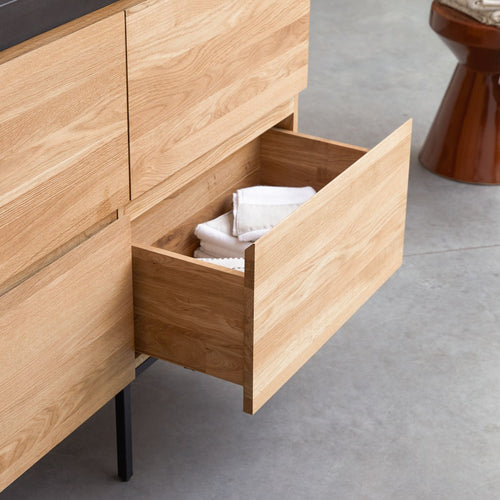 Tikamoon Badkamermeubel van massief eiken en lavasteen 120 cm - Zwart - vtwonen shop