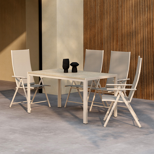 Nest outdoor Joas Polywood Tuin Eettafel Beige - 140 x 90 cm
